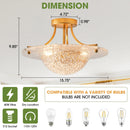 Parrot Uncle 16-Inch Page 3-Light Vintage Golden Semi-Flush Mount Ceiling Light (BBC3003GD)