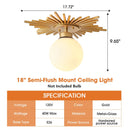 Parrot Uncle 18-Inch Iris 1-Light Golden Semi-Flush Mount Ceiling Light (BBC3008)