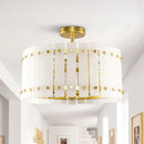 Parrot Uncle 4-Light Modern Drum Marble Semi Flush Mount Ceiling Light (BBD3009)
