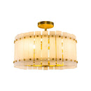 Parrot Uncle 4-Light Modern Drum Marble Semi Flush Mount Ceiling Light (BBD3009)