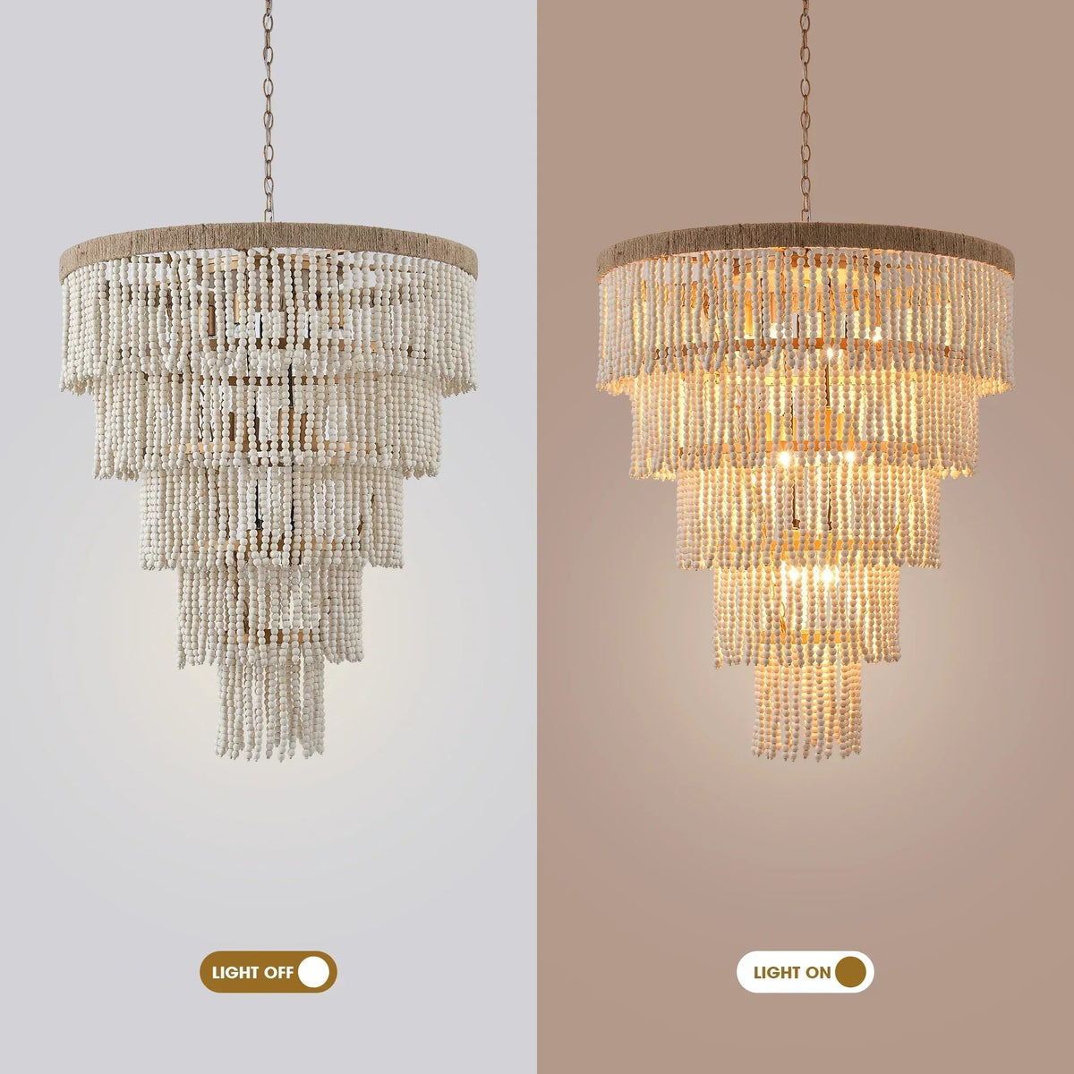 Parrot Uncle 32-Inch Nelly 9-Light Bohemia Wood Beaded Chandelier (BBD5003)
