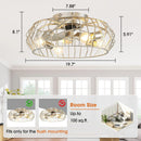 Parrot Uncle 20-Inch Silver Flush Mount Ceiling Fan with Light APP and Remote Control (BBF3001)