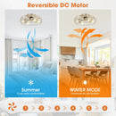 Parrot Uncle 20-Inch Silver Flush Mount Ceiling Fan with Light APP and Remote Control (BBF3001)