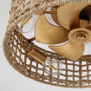 Parrot Uncle 18-Inch Vintage Gold Farmhouse Rattan Flush Mount Ceiling Fan with Light APP and Remote Control (BBF3002)