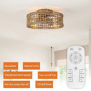 Parrot Uncle 18-Inch Vintage Gold Farmhouse Rattan Flush Mount Ceiling Fan with Light APP and Remote Control (BBF3002)