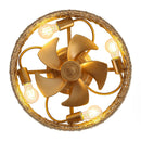Parrot Uncle 18-Inch Vintage Gold Farmhouse Rattan Flush Mount Ceiling Fan with Light APP and Remote Control (BBF3002)