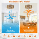 Parrot Uncle 18-Inch Vintage Gold Farmhouse Rattan Flush Mount Ceiling Fan with Light APP and Remote Control (BBF3002)