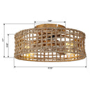 Parrot Uncle 18-Inch Vintage Gold Farmhouse Rattan Flush Mount Ceiling Fan with Light APP and Remote Control (BBF3002)