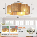 Parrot Uncle 21-Inch Golden Flower-shape Farmhouse Rattan Flush Mount Ceiling Fan with Light APP and Remote Control (BBF3003)