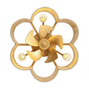 Parrot Uncle 21-Inch Golden Flower-shape Farmhouse Rattan Flush Mount Ceiling Fan with Light APP and Remote Control (BBF3003)
