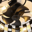 Parrot Uncle 18-Inch Black Industrial Flush Mount Ceiling Fan with Light APP and Remote Control (BBF3004)