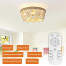 Parrot Uncle 20-Inch White Farmhouse Handmade Wooden Beads Flush Mount Ceiling Fan with APP Remote Control and Lighting (BBF3006)
