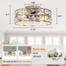 Parrot Uncle 18-Inch Retro Silver Crystal Flush Mount Ceiling Fan with APP Remote Control and Lighting (BBF3007)