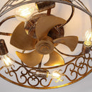 Parrot Uncle 18-Inch Vintage Distressed Golden Industrial Flush Mount Ceiling Fan with Light APP and Remote Control (BBF3008)