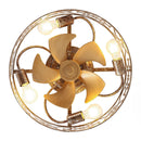 Parrot Uncle 18-Inch Vintage Distressed Golden Industrial Flush Mount Ceiling Fan with Light APP and Remote Control (BBF3008)