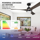 Parrot Uncle 52-Inch Ivy Industrial Downrod Mount LED Ceiling Fan with Remote Control (BBF6024BK)