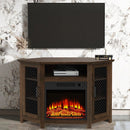 Parrot Uncle 45-Inch Corner Electric Fireplace TV Stands Console Table Insert 18" Electric Fireplace with 2 Metal Mesh Doors