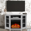 Parrot Uncle 45-Inch Corner Electric Fireplace TV Stands Console Table Insert 18" Electric Fireplace with 2 Metal Mesh Doors