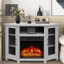 Parrot Uncle 45-Inch Corner Electric Fireplace TV Stands Console Table Insert 18" Electric Fireplace with 2 Metal Mesh Doors