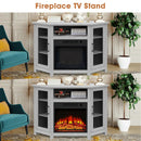 Parrot Uncle 45-Inch Corner Electric Fireplace TV Stands Console Table Insert 18" Electric Fireplace with 2 Metal Mesh Doors