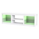 Parrot Uncle 66-Inch Modern LED TV Stand Entertainment Center with Glass Shelves for Living Room