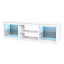 Parrot Uncle 66-Inch Modern LED TV Stand Entertainment Center with Glass Shelves for Living Room