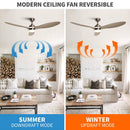Parrot Uncle 56-Inch Bernardino Modern Brushed Nickel DC Motor Downrod Mount Reversible Ceiling Fan with Lighting and Remote Control (BBHTD20166E)