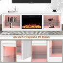 Parrot Uncle Modern 66-Inch LED TV Stand with 23-Inch Insert Electric Fireplace for Living Room