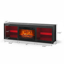 Parrot Uncle Modern 66-Inch LED TV Stand with 23-Inch Insert Electric Fireplace for Living Room