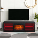 Parrot Uncle Modern 66-Inch LED TV Stand with 23-Inch Insert Electric Fireplace for Living Room