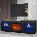 Parrot Uncle Modern 66-Inch LED TV Stand with 23-Inch Insert Electric Fireplace for Living Room