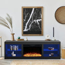 Parrot Uncle Modern 66-Inch LED TV Stand with 23-Inch Insert Electric Fireplace for Living Room