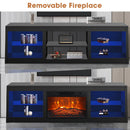 Parrot Uncle Modern 66-Inch LED TV Stand with 23-Inch Insert Electric Fireplace for Living Room