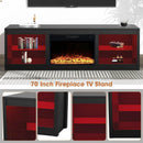 Parrot Uncle Modern 66-Inch LED TV Stand with 23-Inch Insert Electric Fireplace for Living Room