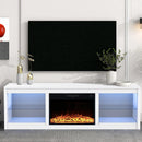 Parrot Uncle Modern 66-Inch LED TV Stand with 23-Inch Insert Electric Fireplace for Living Room