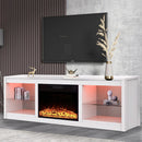 Parrot Uncle Modern 66-Inch LED TV Stand with 23-Inch Insert Electric Fireplace for Living Room