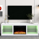 Parrot Uncle Modern 66-Inch LED TV Stand with 23-Inch Insert Electric Fireplace for Living Room