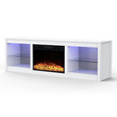 Parrot Uncle Modern 66-Inch LED TV Stand with 23-Inch Insert Electric Fireplace for Living Room