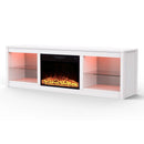 Parrot Uncle Modern 66-Inch LED TV Stand with 23-Inch Insert Electric Fireplace for Living Room