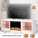 Parrot Uncle Modern 66-Inch LED TV Stand with 23-Inch Insert Electric Fireplace for Living Room