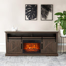 Parrot Uncle 68-Inch Farmhouse TV Stand with 23-Inch Insert Opening Electric Fireplace