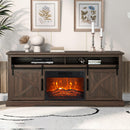 Parrot Uncle 68-Inch Farmhouse TV Stand with 23-Inch Insert Opening Electric Fireplace