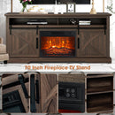 Parrot Uncle 68-Inch Farmhouse TV Stand with 23-Inch Insert Opening Electric Fireplace