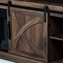Parrot Uncle 68-Inch Farmhouse TV Stand with 23-Inch Insert Opening Electric Fireplace