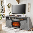 Parrot Uncle 68-Inch Farmhouse TV Stand with 23-Inch Insert Opening Electric Fireplace