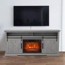 Parrot Uncle 68-Inch Farmhouse TV Stand with 23-Inch Insert Opening Electric Fireplace
