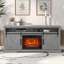 Parrot Uncle 68-Inch Farmhouse TV Stand with 23-Inch Insert Opening Electric Fireplace