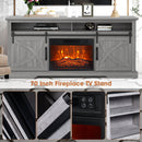 Parrot Uncle 68-Inch Farmhouse TV Stand with 23-Inch Insert Opening Electric Fireplace