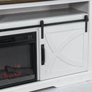 Parrot Uncle 68-Inch Farmhouse TV Stand with 23-Inch Insert Opening Electric Fireplace