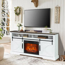 Parrot Uncle 68-Inch Farmhouse TV Stand with 23-Inch Insert Opening Electric Fireplace